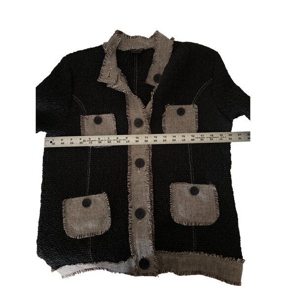 Katie Todd Womens Black Textured Button Down Long Sleeve Jacket Size M - Picture 7 of 8